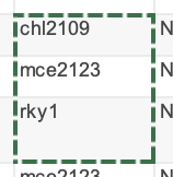 Three cells of an Excel document with green "copy" highlighting around them